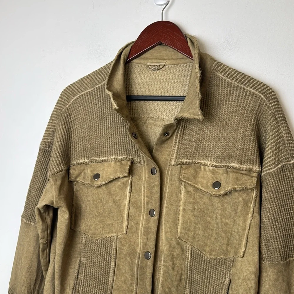 POL woman's I oversized  Olive Green shirt Jacket sz S - Picture 2 of 7